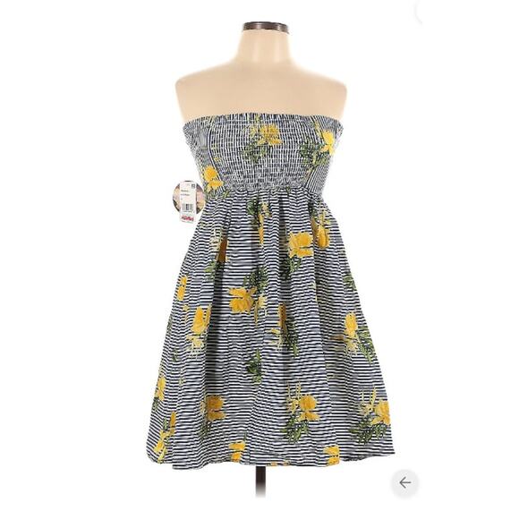 Bepop Dresses & Skirts - NWT Bepop Reversible Strapless Mini Dress XL Floral Nautical Stripes Cottagecore